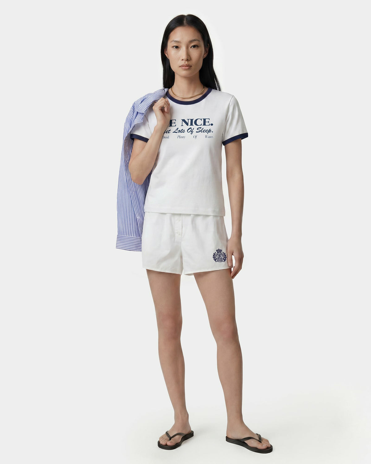 Sporty & Rich NY Crest Mini Boxer - White/Navy