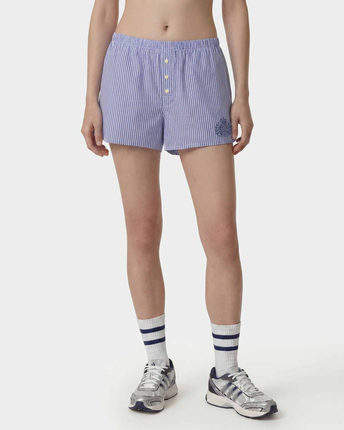 Sporty & Rich NY Crest Mini Boxer - Blue Striped