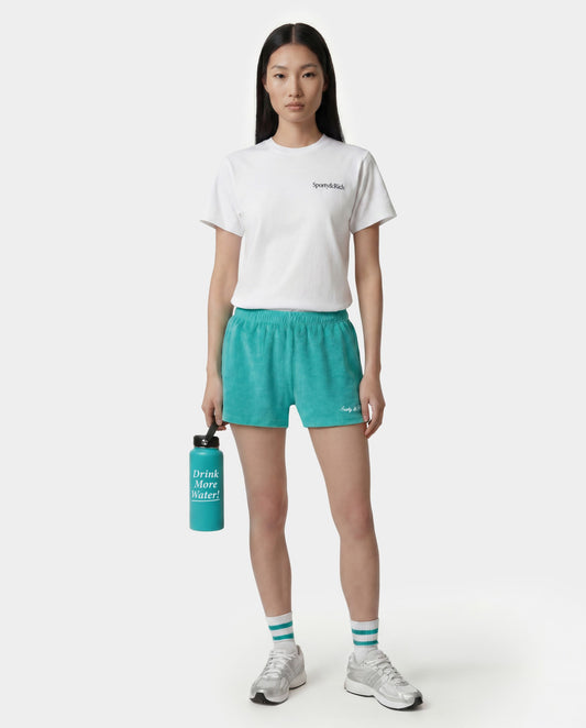 Sporty & Rich Signature Logo Terry Short - Amalfi Green/White