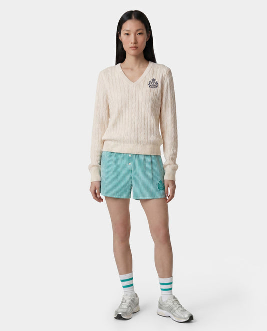Sporty & Rich NY Crest Mini Boxer - Amalfi Green Striped
