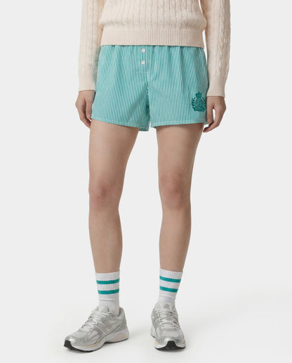 Sporty & Rich NY Crest Mini Boxer - Amalfi Green Striped