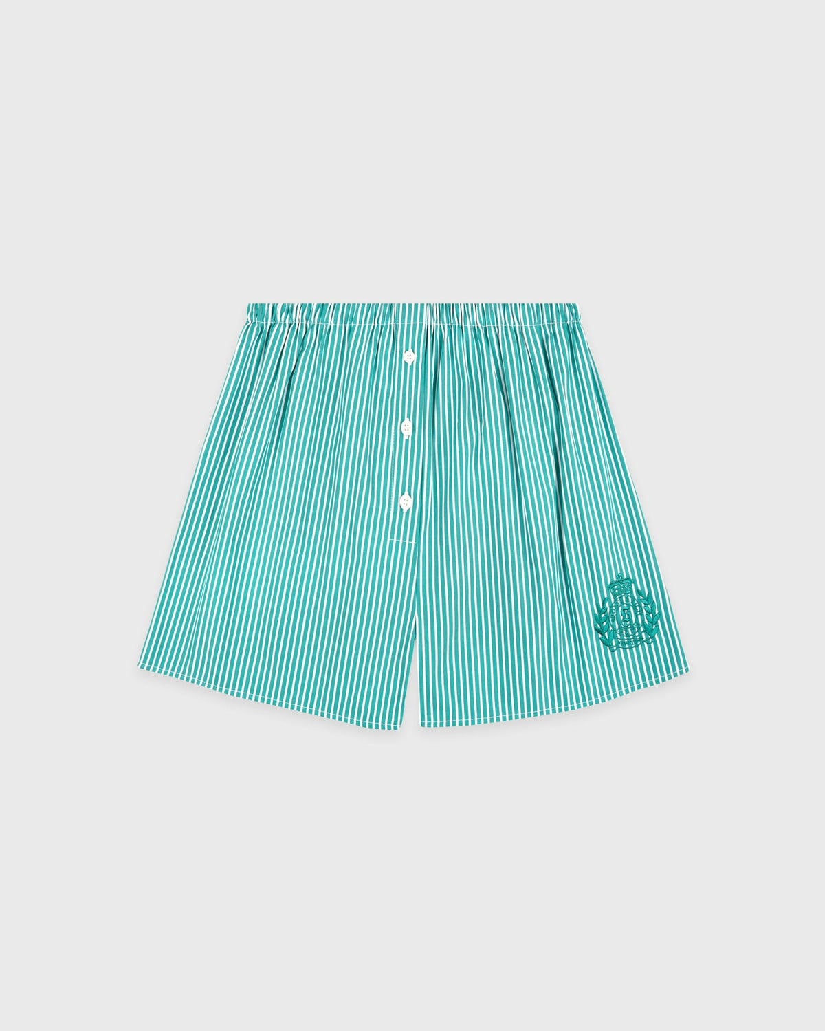 Sporty & Rich NY Crest Mini Boxer - Amalfi Green Striped