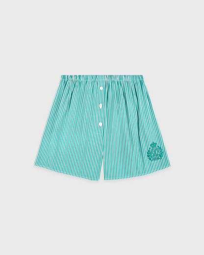 Sporty & Rich NY Crest Mini Boxer - Amalfi Green Striped
