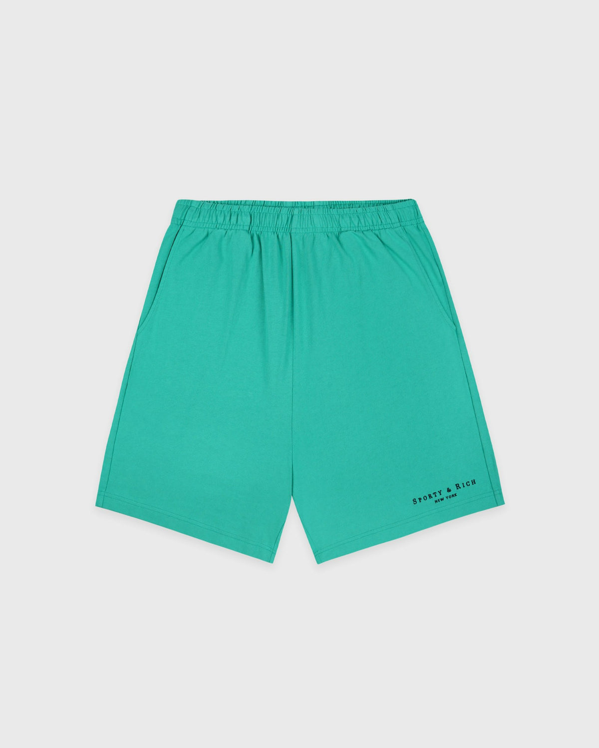 Sporty & Rich Title Embroidered Gym Short - Amalfi Green/Light Navy