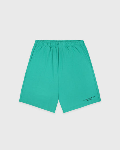 Sporty & Rich Title Embroidered Gym Short - Amalfi Green/Light Navy