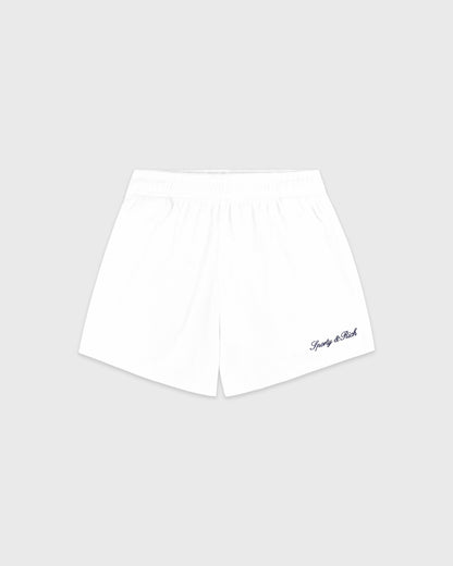 Sporty & Rich Signature Logo Terry Short - White/Light Navy