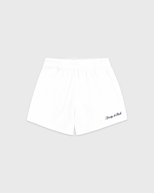 Sporty & Rich Signature Logo Terry Short - White/Light Navy