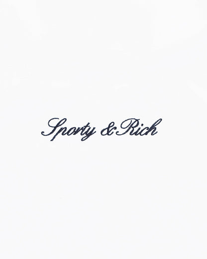 Sporty & Rich Signature Logo Terry Short - White/Light Navy