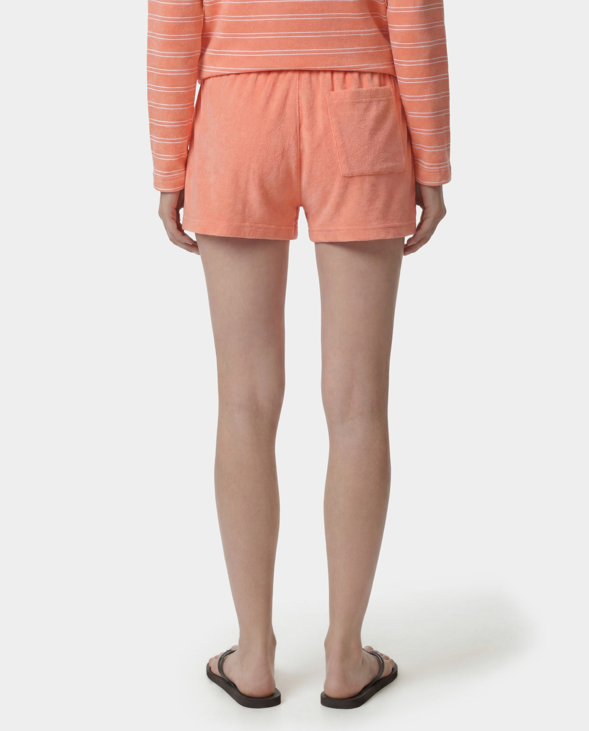 Sporty & Rich Signature Logo Terry Short - Flamingo/White