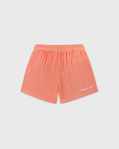 Sporty & Rich Signature Logo Terry Short - Flamingo/White