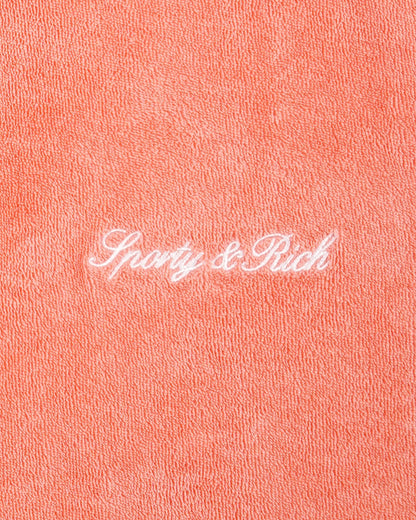 Sporty & Rich Signature Logo Terry Short - Flamingo/White