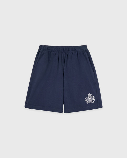 Sporty & Rich NY Crest Embroidered Gym Short - Light Navy/White