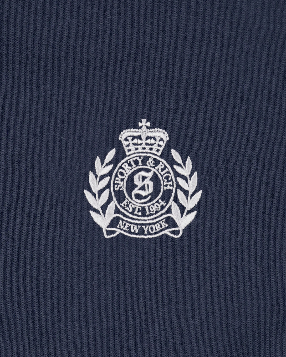 Sporty & Rich NY Crest Embroidered Gym Short - Light Navy/White