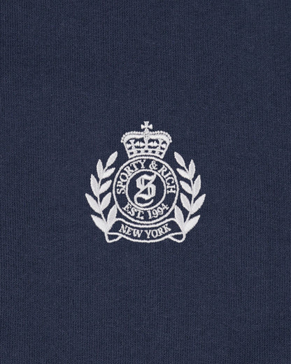 Sporty & Rich NY Crest Embroidered Gym Short - Light Navy/White