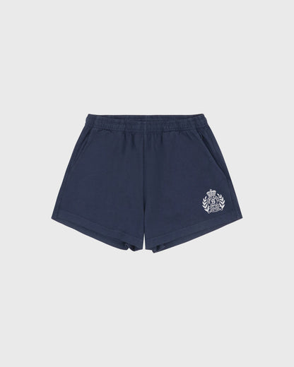Sporty & Rich NY Crest Embroidered Disco Short - Light Navy/White