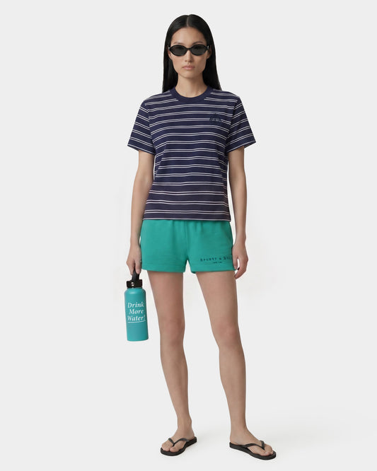 Sporty & Rich Title Embroidered Disco Short - Amalfi Green/Light Navy