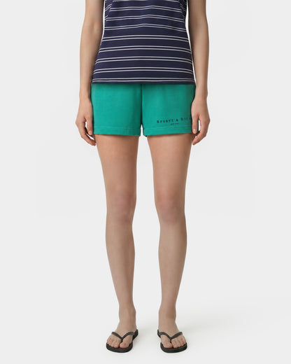 Sporty & Rich Title Embroidered Disco Short - Amalfi Green/Light Navy