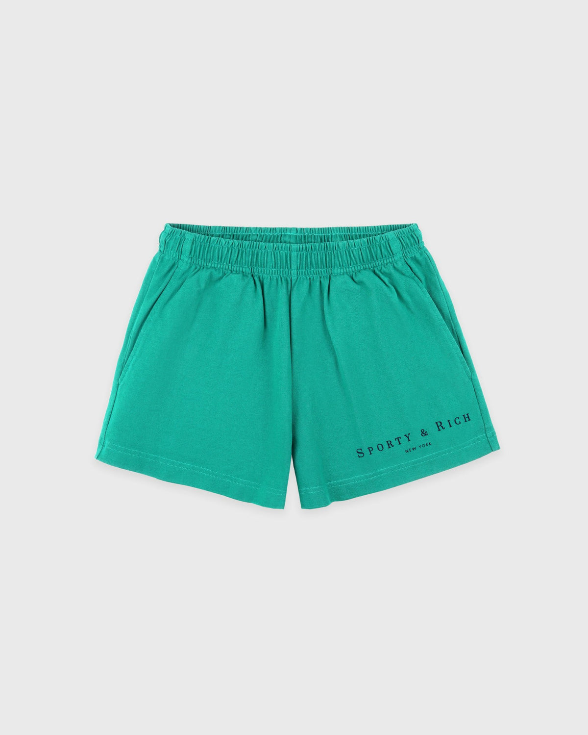 Sporty & Rich Title Embroidered Disco Short - Amalfi Green/Light Navy