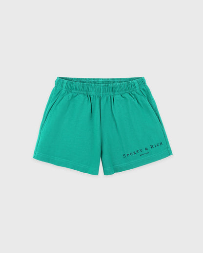 Sporty & Rich Title Embroidered Disco Short - Amalfi Green/Light Navy