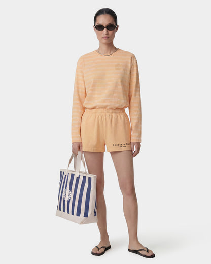 Sporty & Rich Title Embroidered Disco Short - Limone/Light Navy