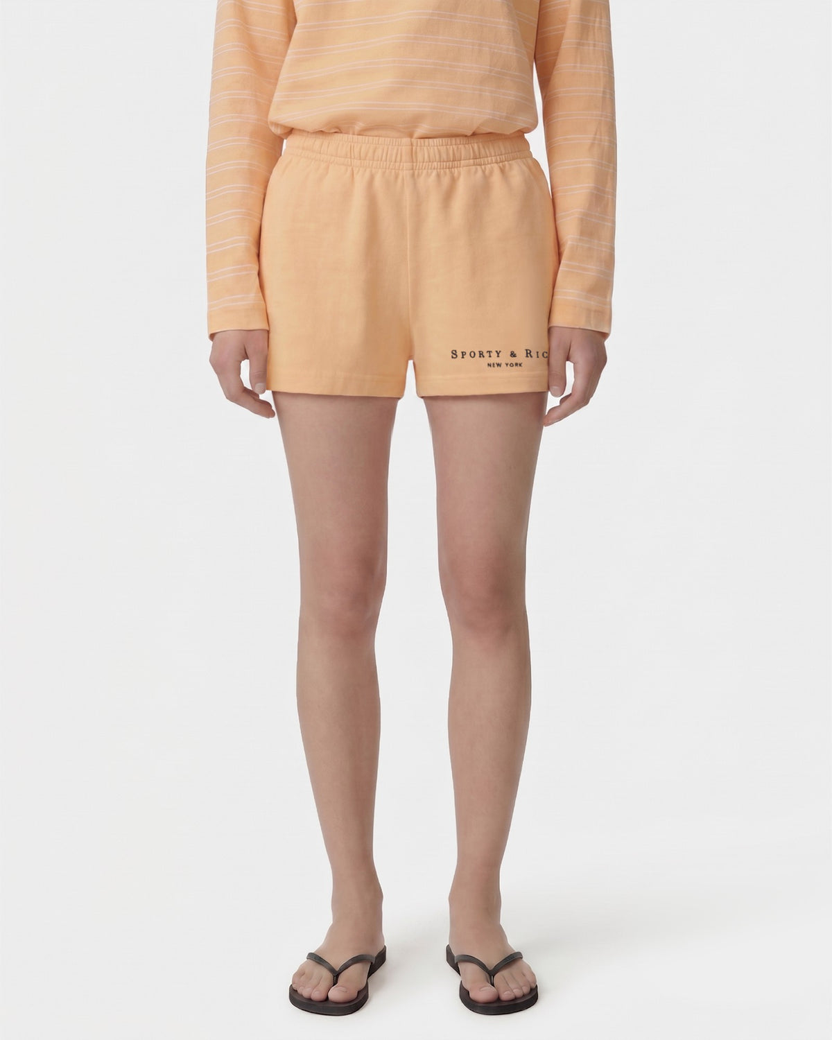Sporty & Rich Title Embroidered Disco Short - Limone/Light Navy