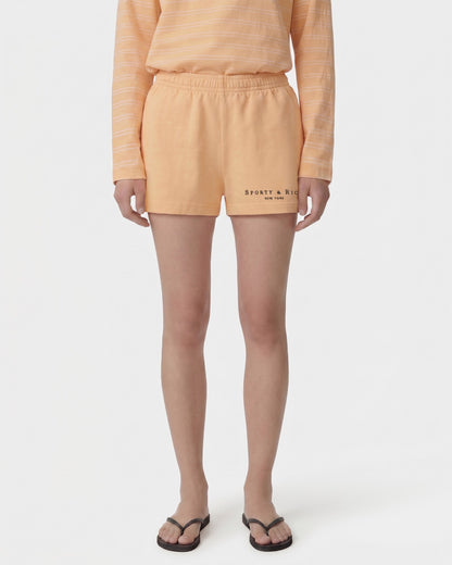 Sporty & Rich Title Embroidered Disco Short - Limone/Light Navy