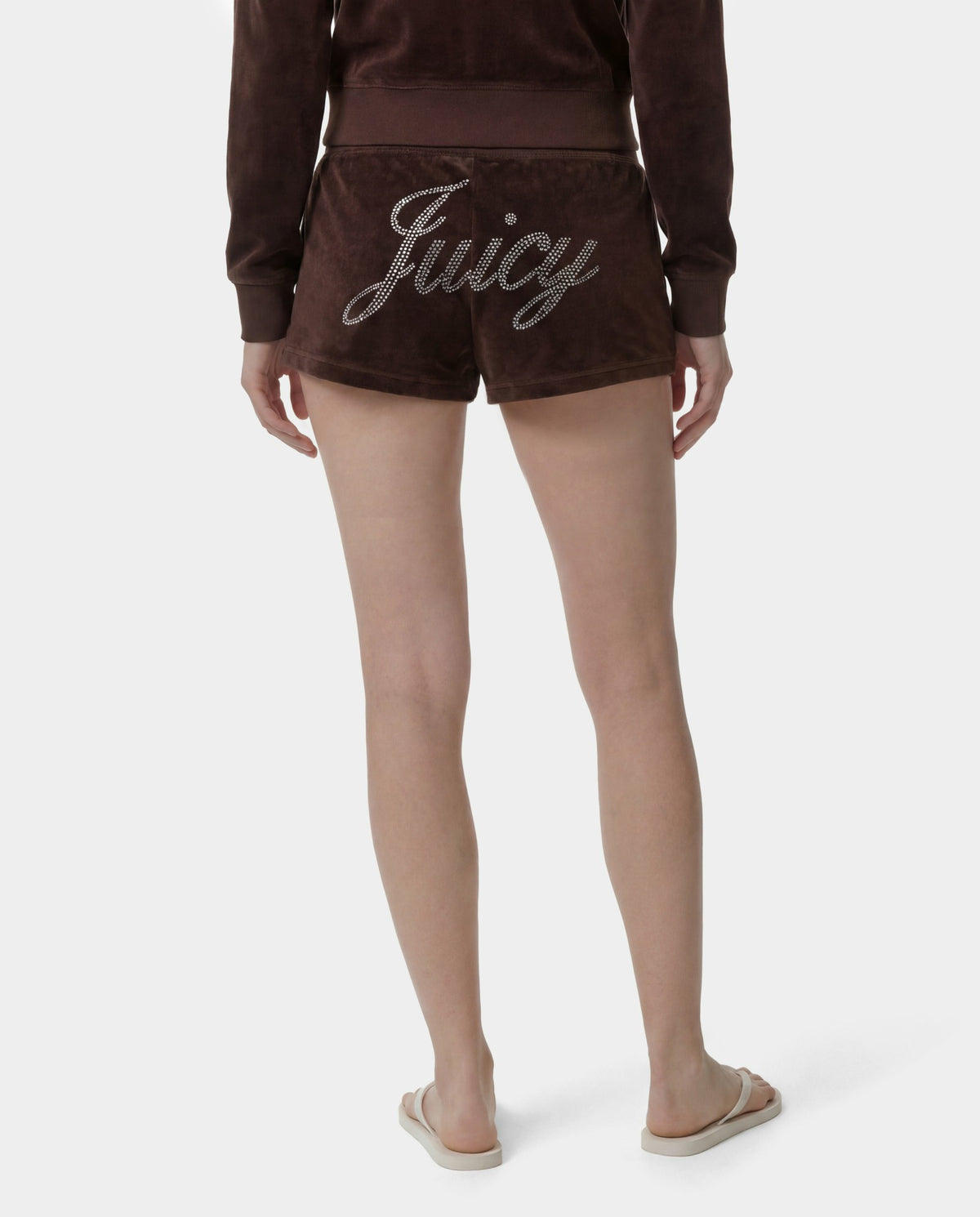 Sporty & Rich Juicy Script Velour Short - Chocolate