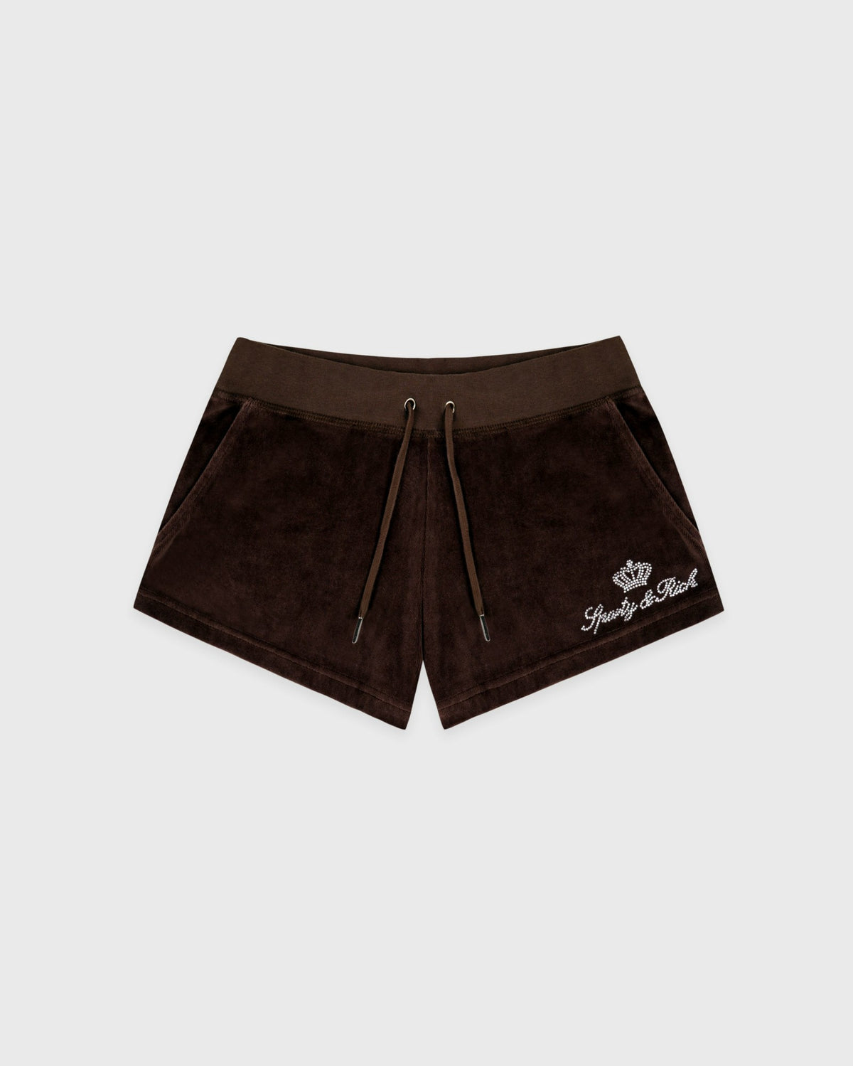 Sporty & Rich Juicy Script Velour Short - Chocolate