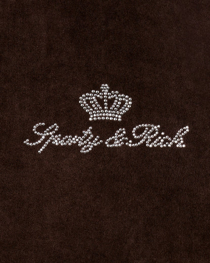 Sporty & Rich Juicy Script Velour Short - Chocolate