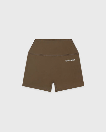 Sporty & Rich Serif Logo Mini Biker Short - Sand