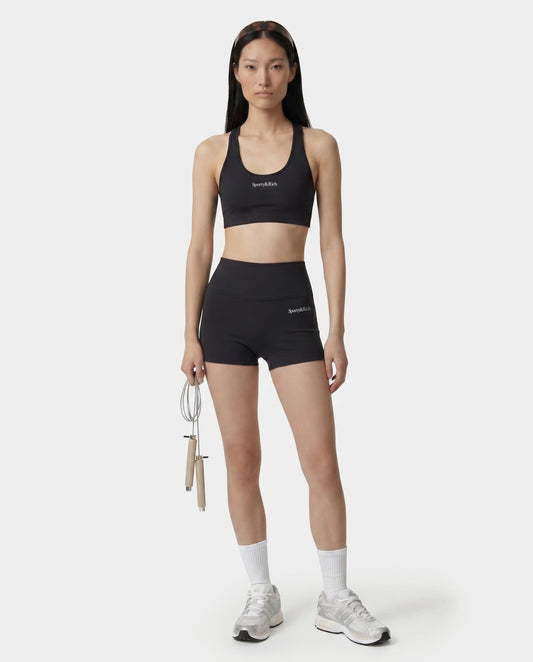 Sporty & Rich Serif Logo Mini Biker Short - Carbon