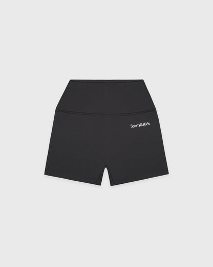 Sporty & Rich Serif Logo Mini Biker Short - Carbon