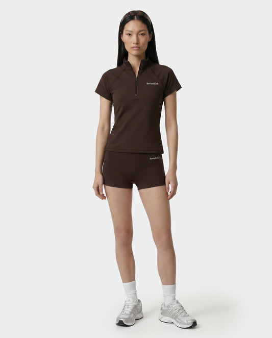 Sporty & Rich Serif Logo Mini Biker Short - Cioco