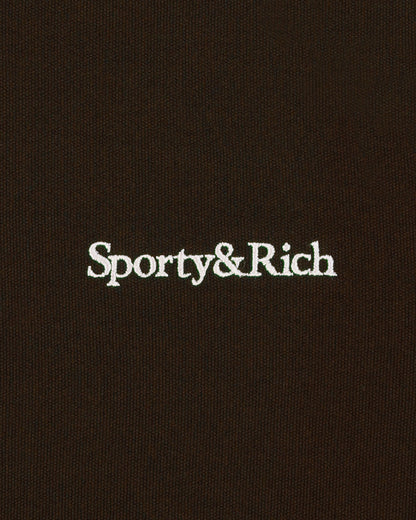 Sporty & Rich Serif Logo Retro Track Short - Cioco/White