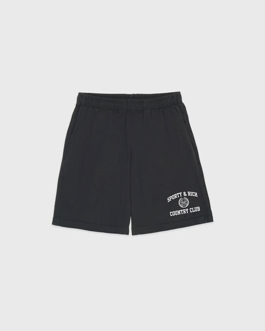 Sporty & Rich Varsity Crest Gym Short - Carbon