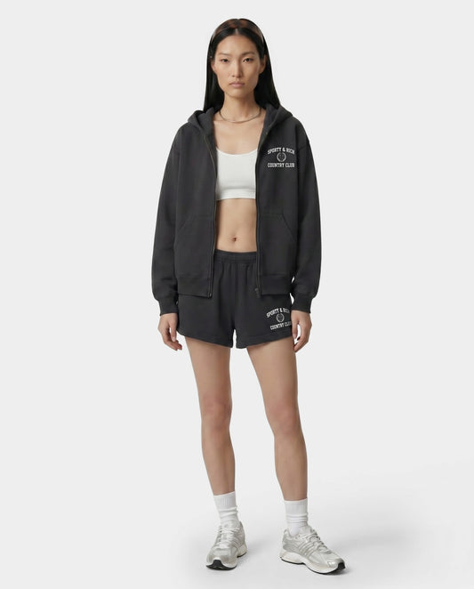 Sporty & Rich Varsity Crest Disco Short - Carbon