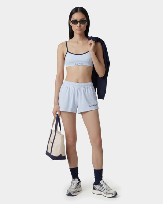 Sporty & Rich Serif Logo Embroidered Disco Short - Ciel