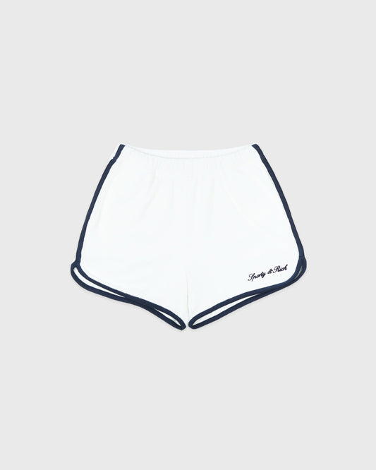 Sporty & Rich Signature Logo Terry Short - White/Navy