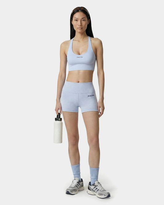 Sporty & Rich Signature Logo Mini Biker Short - Ciel/Navy
