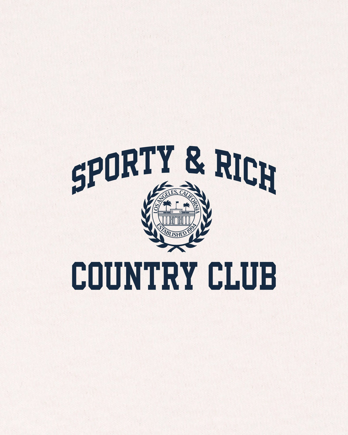 Sporty & Rich Varsity Crest Gym Short - Ecru/Navy