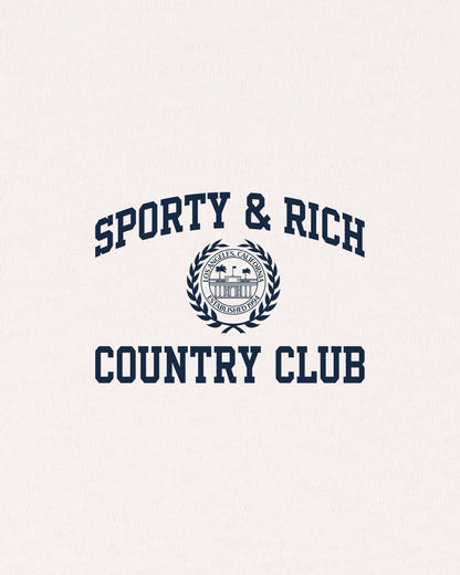 Sporty & Rich Varsity Crest Gym Short - Ecru/Navy