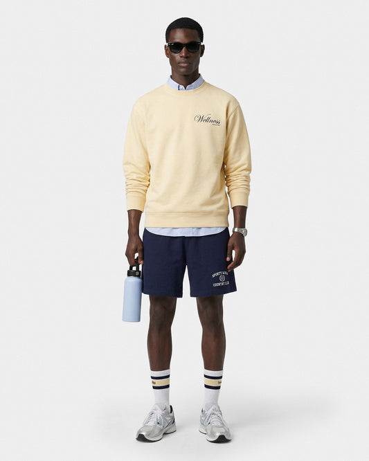 Sporty & Rich Varsity Crest Gym Short - Navy/White