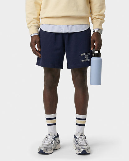 Sporty & Rich Varsity Crest Gym Short - Navy/White