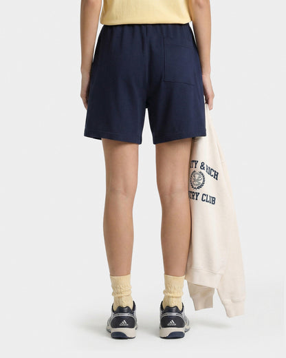 Sporty & Rich Varsity Crest Gym Short - Navy/White