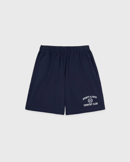 Sporty & Rich Varsity Crest Gym Short - Navy/White