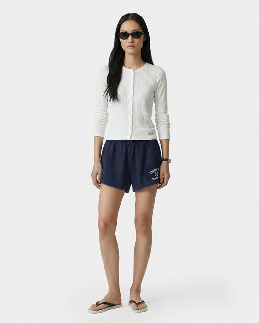 Sporty & Rich Varsity Crest Disco Short - Navy/White