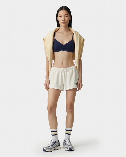 Sporty & Rich Vendome LA Embroidered Disco Short - Ecru/White