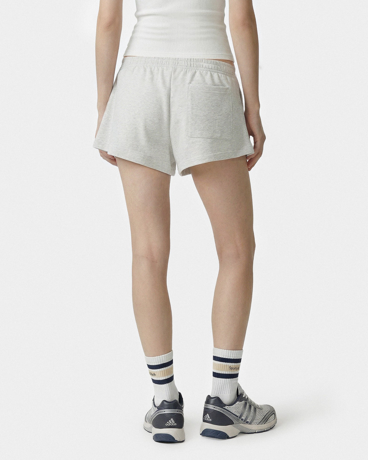 Sporty & Rich Beverly Script Disco Short - Heather Gray/Navy
