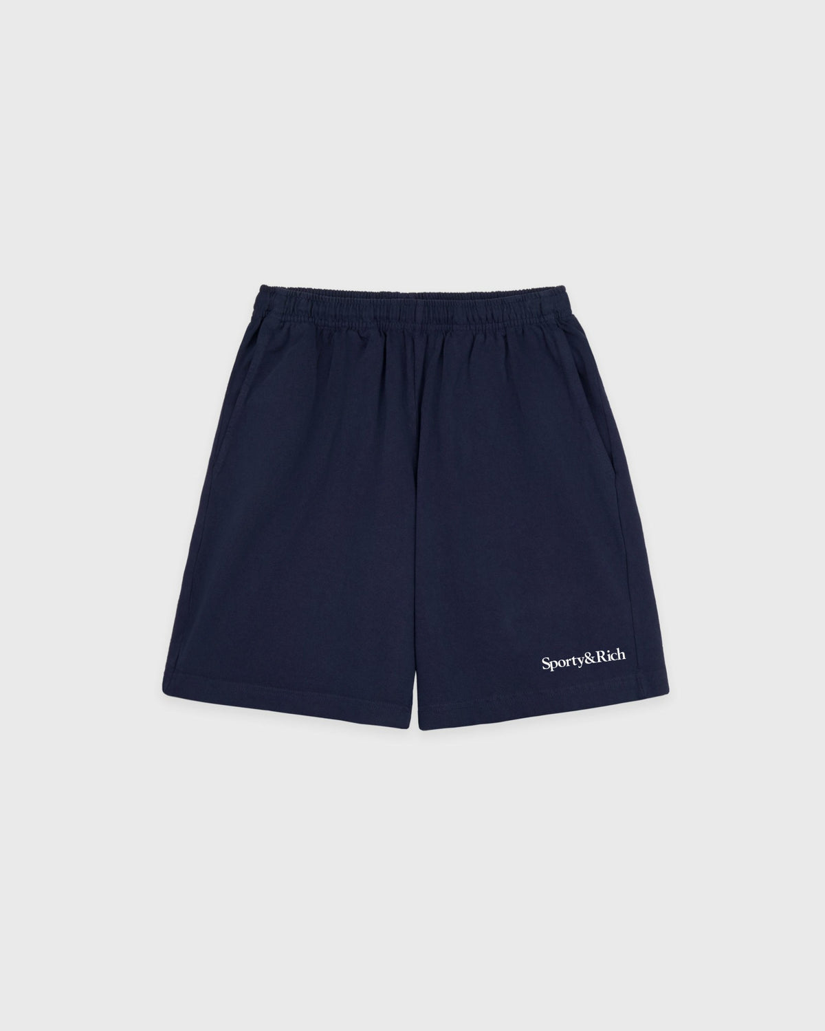 Sporty & Rich Serif Logo Gym Short - Navy/White
