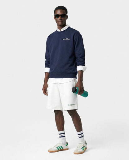 Sporty & Rich Serif Logo Gym Short - White/Forest